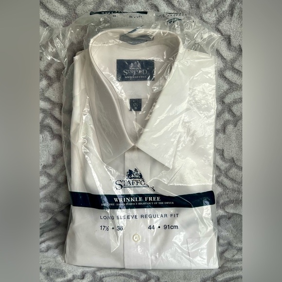 Stafford Wrinkle-Free White Dress Shirt – Long Sleeve – Size 17½ x 36 – NWT - Picture 1 of 4